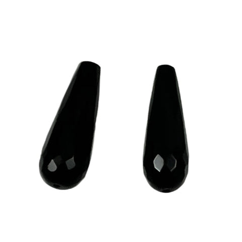 Black Onyx Gemstone Drop Pendants 30mm