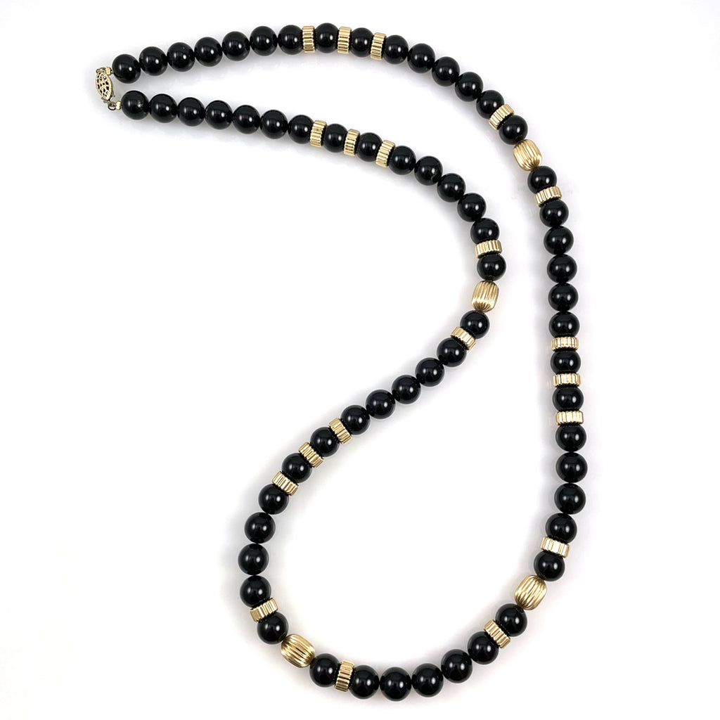 Buy 22Kt Temple Design Gold Necklace With Fancy Black Beads 10VG9043 Online  from Vaibhav Jewellers