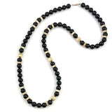 Black Onyx & Gold Beaded Necklace 