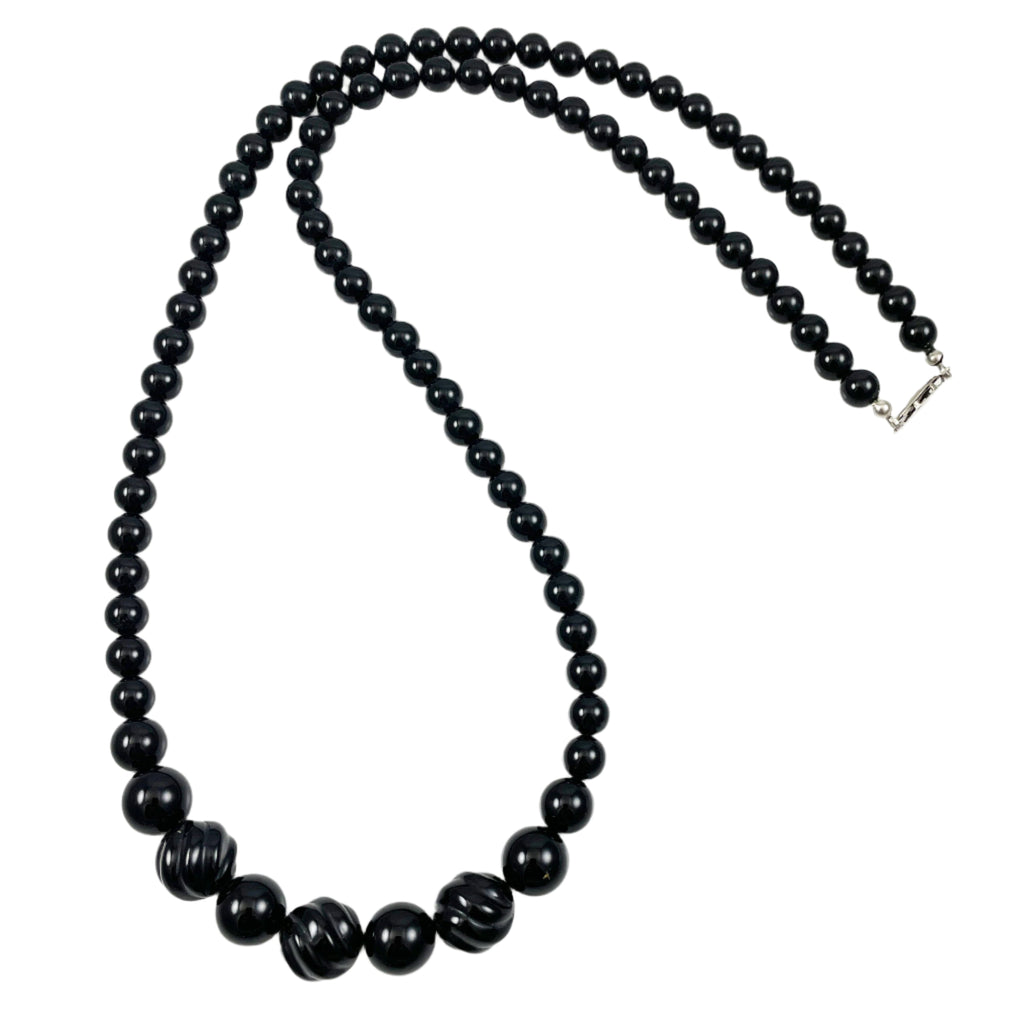 ◆VINTAGE HOLLYWOOD◆ Black Stone Beads Necklace VH2478NE07 51QoNEAsyjL.jpg_BO30,255,255,
