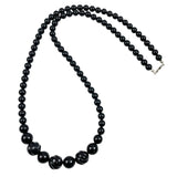 Black Onyx Beaded Necklace Opera