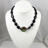 Black Onyx Gemstone & Glass Beaded Necklace