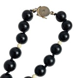 Carved Ivory & Black Onyx Necklace Long Vintage