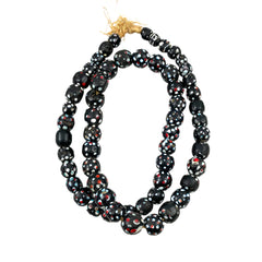 African Skunk Beads Red White Eyes Antique Venetian Necklace 12-16mm