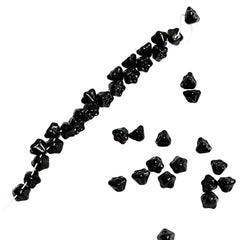 Jet Black Floral Doll Buttons Beads-Vintage German