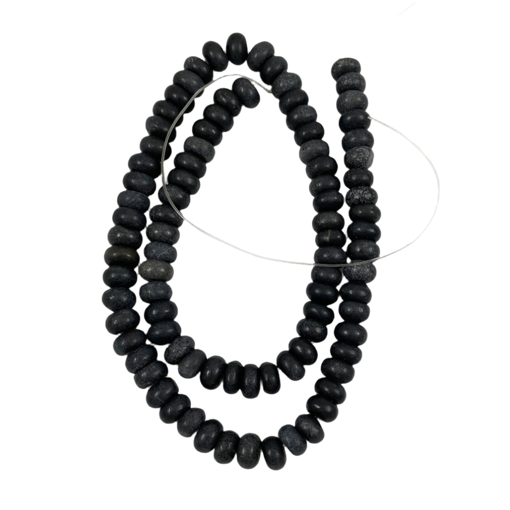Black Agate Matte Rondelle 8mm Beads