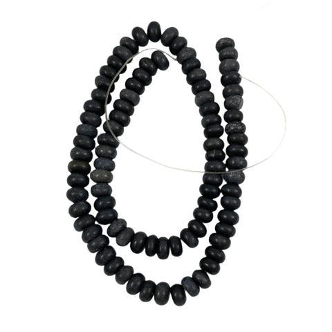Black Agate Matte Rondelle 8mm Beads
