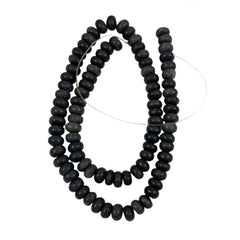Black Agate Matte Rondelle 8mm Beads