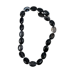 Black Sardonyx Agate Flat Oval 18mm Beads