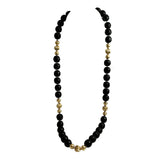 Long Black Red Gold Cinnabar Necklace Vintage