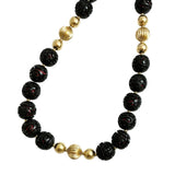 Long Black Red Gold Cinnabar Necklace Vintage