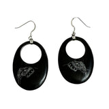 Carved Black Horn Elephant Earrings BOHO