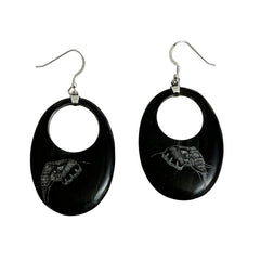 Carved Black Horn Elephant Earrings BOHO