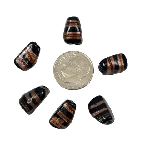Black and Copper Vintage Lamp Work Glass Beads
