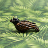 Carved Black Coral Bird Pendant Vintage Hawaiian