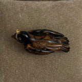 Carved Black Coral Bird Pendant Vintage Hawaiian