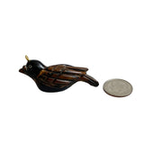Carved Black Horn Bird Pendant Vintage