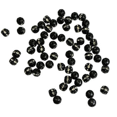 Black & Clear Rhinestone Beads 8mm (6)