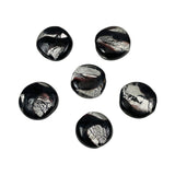 Black Glass Beads with Silver Foil 20mm -Vintage