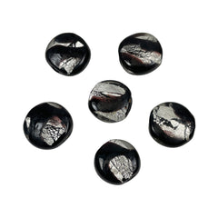 Black Glass Beads with Silver Foil 20mm -Vintage (3)
