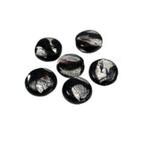 Black Glass Beads with Silver Foil 20mm -Vintage