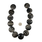 Large Black Wave Jasper Gemstone Coin Beads 30mm