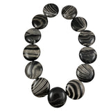 Large Black Wave Jasper Gemstone Coin Beads 30mm