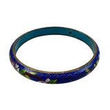 Blue Cloisonne Floral Bangle Bracelet