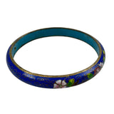 Blue Cloisonne Floral Bangle Bracelet