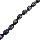 Blue Cobalt Cloisonne Oval Beads Vintage Chinese 18 x12mm