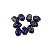 Blue Cobalt Cloisonne Oval Beads Vintage Chinese 18 x12mm