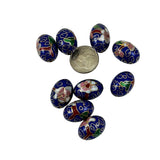 Blue Cobalt Cloisonne Oval Beads Vintage Chinese 