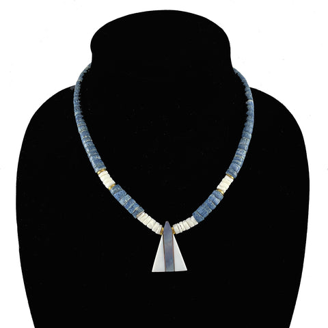 Blue Denim Coral Necklace Vintage