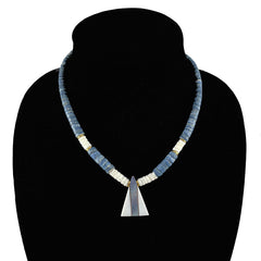 Blue Denim Sponge Coral Necklace Vintage
