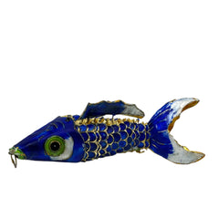 Large Chinese Blue Enamel Articulated Fish Charm