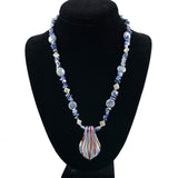 Blue Lapis & Agate Beaded Necklace Vintage