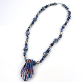 Blue Lapis & Agate Beaded Necklace Vintage