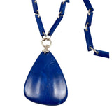 Blue Acrylic Pendant Necklace Vintage