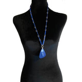 Blue Acrylic Pendant Necklace Vintage