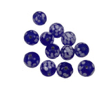 Blue Glass Spatter Beads Vintage 10mm