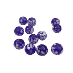 Blue Glass Spatter Beads Vintage 10mm