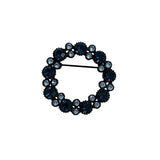 Blue Rhinestone Japanned Wreath Brooch Vintage