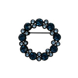 Blue Rhinestone Japanned Wreath Brooch Vintage