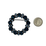 Blue Rhinestone Japanned Wreath Brooch Vintage