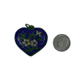 Cloisonne Blue Heart Pendant Vintage Chinese