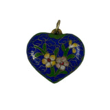 Cloisonne Blue Heart Pendant Vintage Chinese