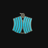 Vintage Mexican Blue Enamel & Sterling Silver Pendant Signed Miguel Arias
