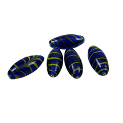 Blue Feather Lamp Work Beads Vintage
