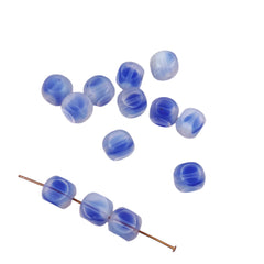 Vintage Blue Opaline Glass Beads (6)