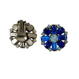 Ble Rhinestone Crystal Cluster Clip On Earrings 1950's Vintage